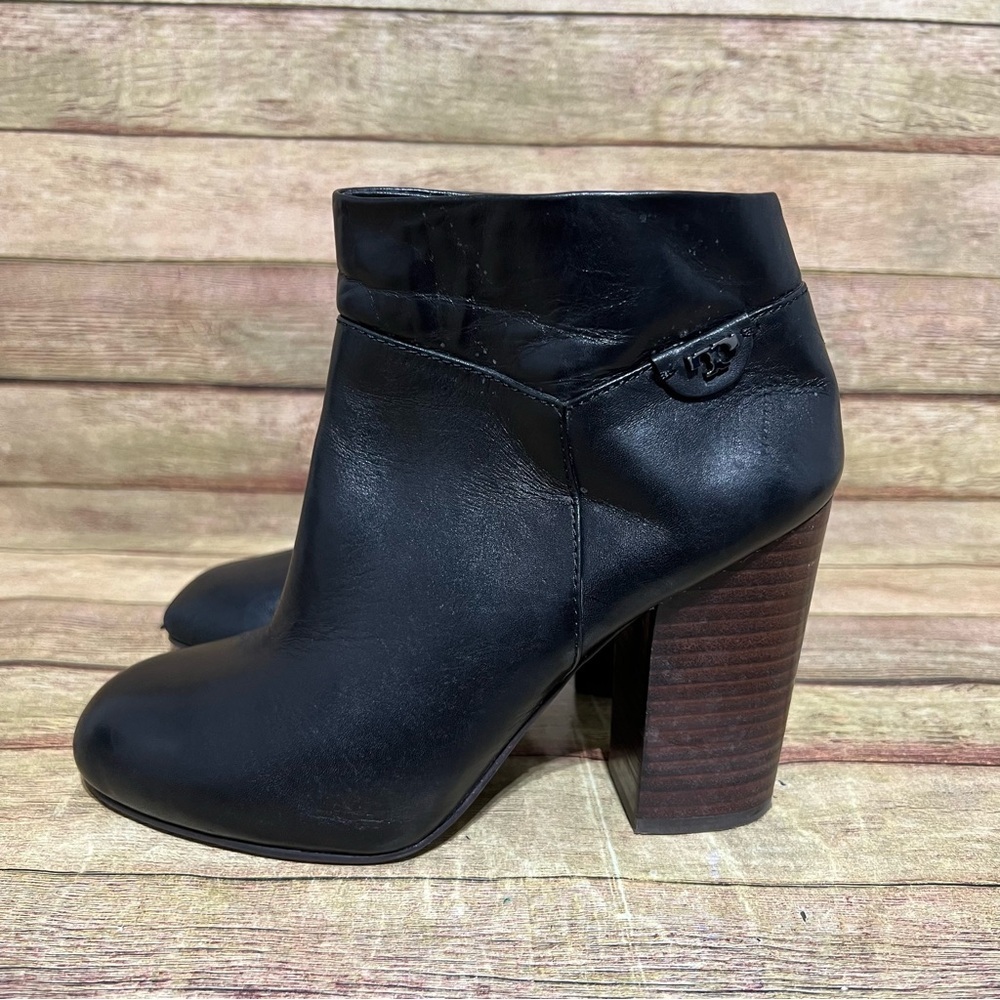Tory Burch Black Leather Fulton Ankle Boots